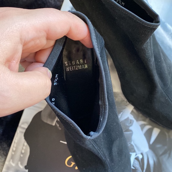 Stuart Weitzman Women's Suede Heeled Booties BLACK Size 9.5 - Picture 7 of 12